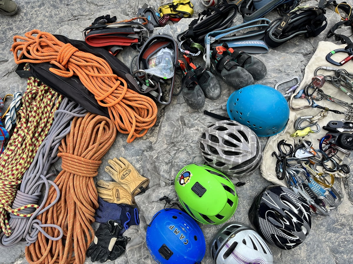 Gears to be used for rock climbing & rappelling during the Akyat Eskwela Recon Hike